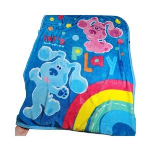 Nickelodeon Blues Clues and You Blue Magenta Lets Play Plush Throw Blanket 35x46